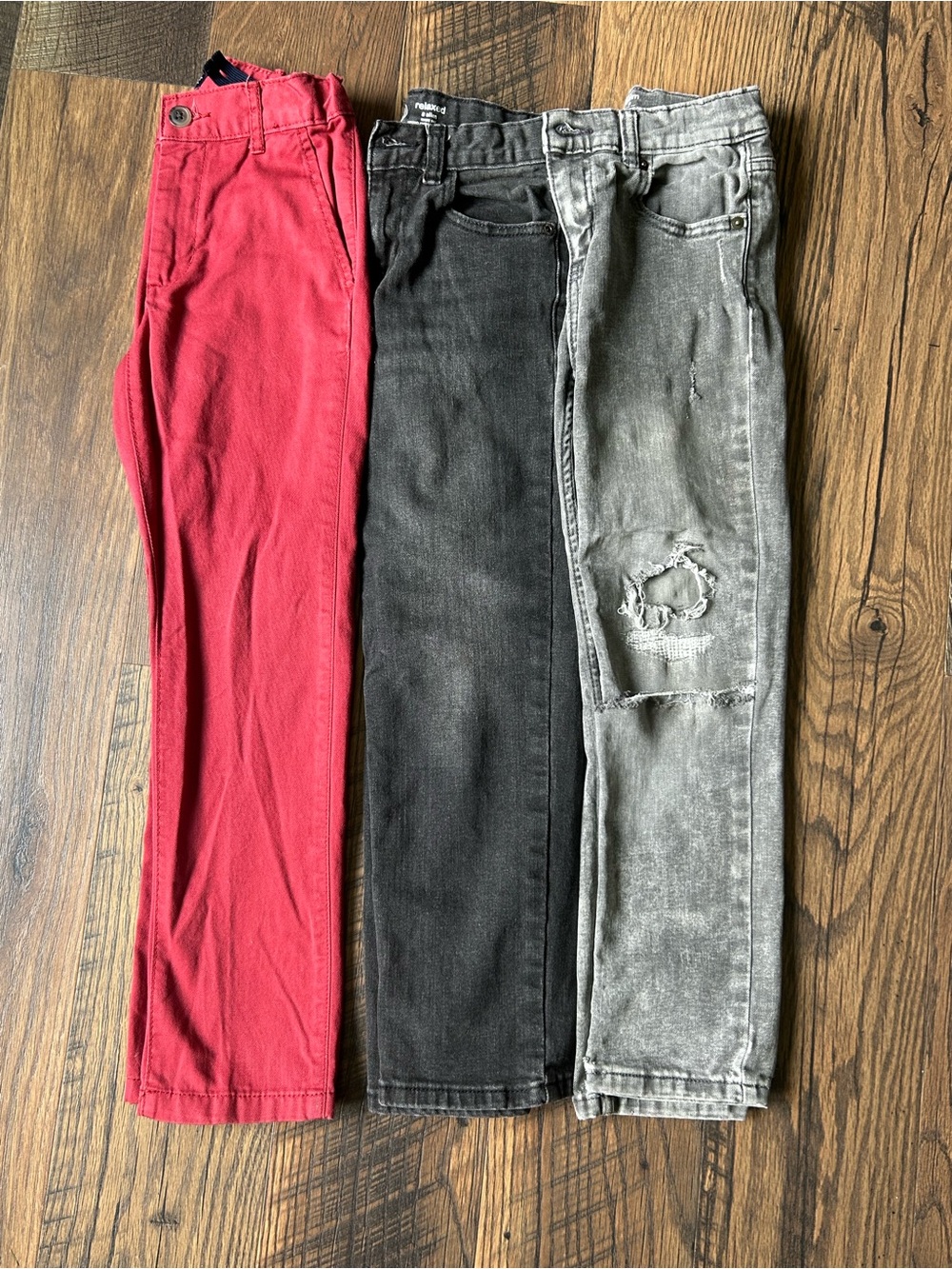 wonder nation Kids Jeans Trio — Red, Black & Gray Acid Wash